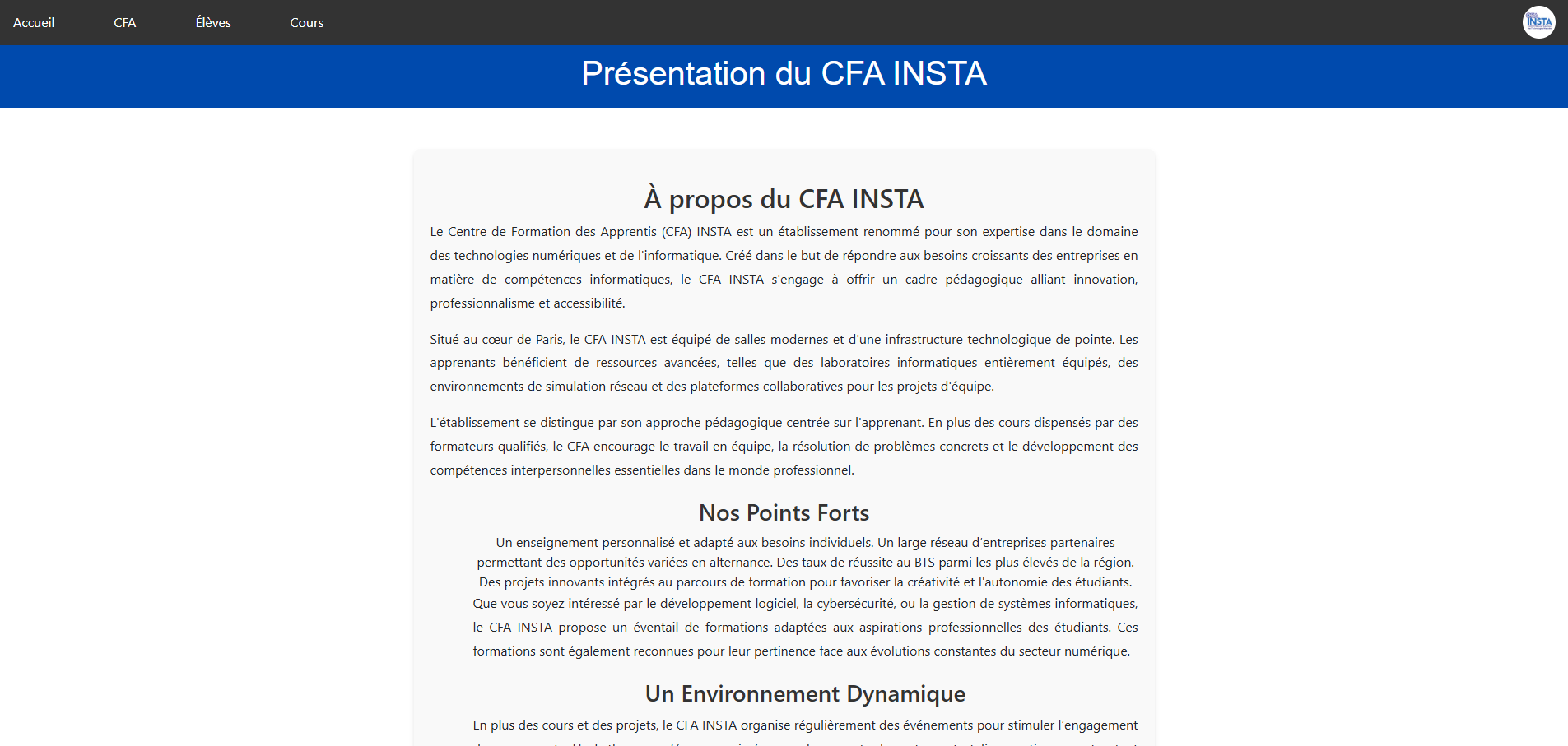 Présentation du CFA