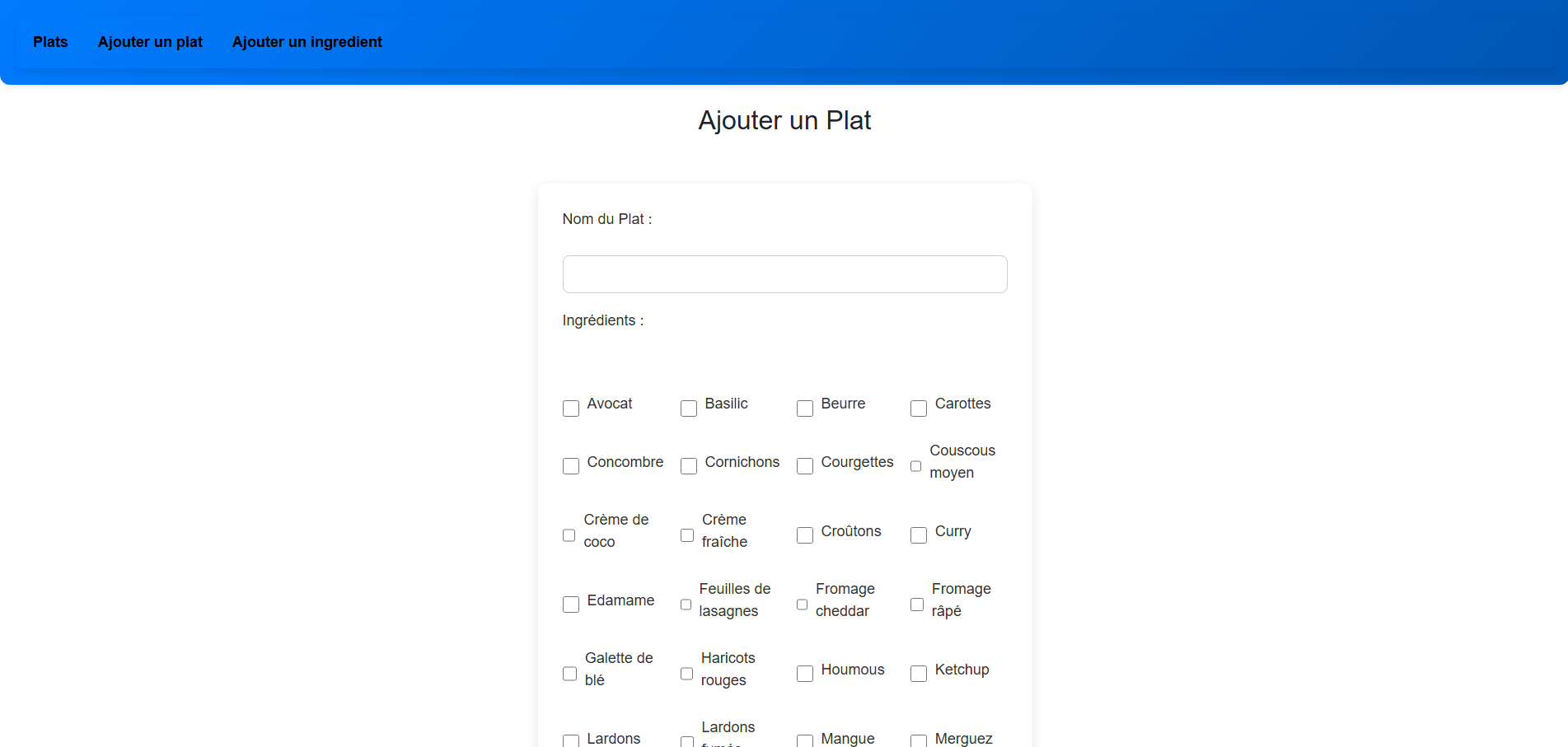Ajout d’un plat Cooksy